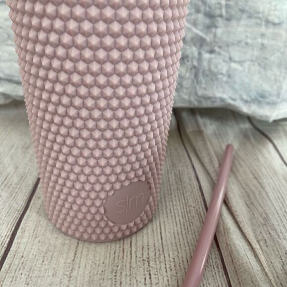 Simple modern classic textured 24oz tumbler w/straw light pink - Picture 4 of 10